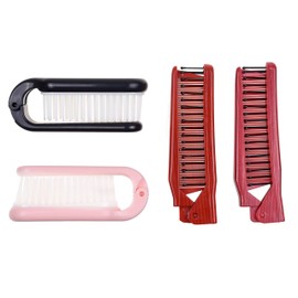 Kare & Kind 4 x Foldable Hair Brush and Comb - Pocket Size Care Tool for Travelling - Anti-Static Comb and Brush with Fine and Wide Teeth - for Smooth, Curly, Fine, Thick Hair