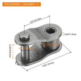 sourcing map 5Pcs 085-1/#41-1 Chain Offset Half Link Roller 1/2" Pitch Carbon Steel Master Connector Links for 085-1 Roller Chain
