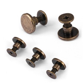 Pack of 20 Bronze Leather Rivets, Full Copper Flat Head Rivets and Nuts, Binding Screws, Screw Posts for Scrapbooking, Leather Restoration or DIY Clothing (5 mm)