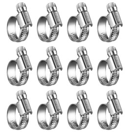 STEELSOFT Heavy Duty High Pressure 1/2 inch Hose Clamp Size#6, 1/2-3/4"Adjustable Worm Gear Drive Metal Hose Clamps Stainless Steel Pipe Clamps, Fuel Injection/Sprinkler/Drip Irrigation, 12 Pack