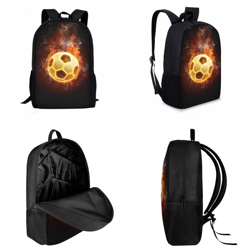 Amzbeauty Fire Football Backpack Set for Boys Girls Kids Elementary
