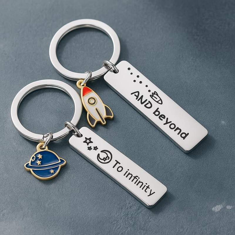 2pcs Couples Keychain– To Infinity and Beyond Keychains Pair with