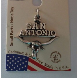Wholesale Charms Sterling Silver 22x22mm Says San Antonio on Texas Longhorn Charm
