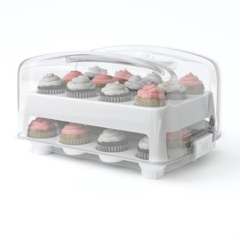 Top Shelf Elements for Mini Small Size Cupcakes. NOT for Standard Size Cupcakes. Fashionable Green Mini Cupcake Carrier Holds 24 Mini-Size Cupcakes, Mini Cupcake Traveler, Reusable Cupcake Box