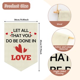 Christian Quote Gifts Hanging Pennant Flag Banner Bible Scripture Wall Sign Decor for Nursery Bedroom Prayer Religious Decor for Teen Boy Girl Christmas Birthday Gift Cotton Linen