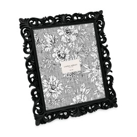 Laura Ashley 8x10 Black Vintage Inspired Resin Scroll Design Picture Frame with Thin Border, Horizontal & Vertical for Tabletop and Wall Display, Home Décor (8x10, Black)