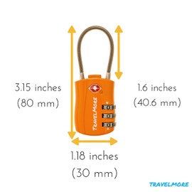 TravelMore 10 Pack TSA Approved Travel Combination Cable Luggage Locks for Suitcases - Orange