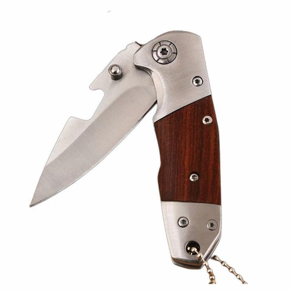 Multi-Purpose Tool Bottle Opener, Foldable Blade and Key Chain are