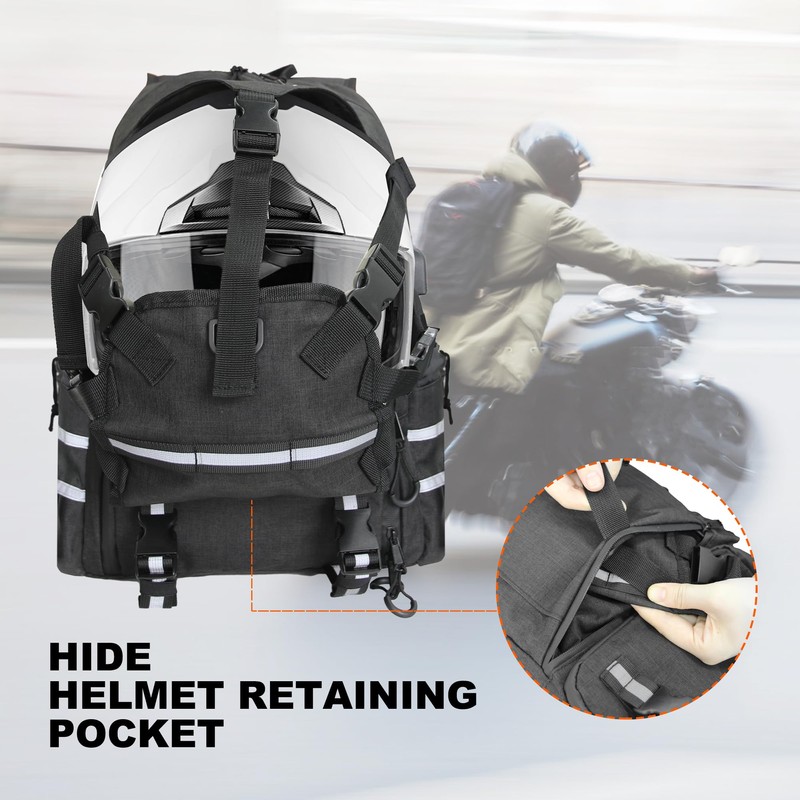 JLDTOP Motorcycle Helmet Backpack Waterproof Oxford Motorcycle Backpack with Helmet
