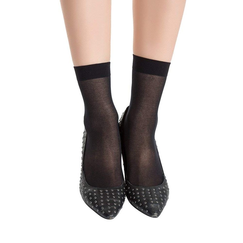 MANZI Women's 12 Pairs Black Ankle High Socks Nylon 20