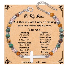 MFTRADING Sister Gifts for Sisters, Christian Cross Bracelet Jewelry Birthday Stocking Stuffers Gift for Sister