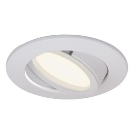 HCFEI Set of 1 LED Recessed Spotlight, Dimmable, Matte White, Swivelling, 5 W, Flat, 230 V, Recessed Spotlight, 68 mm Borehole, 120° Beam Angle (Warm White 3000 K)