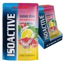 Activlab Isoactive Isotonic Drink with Cranberry Extract Electrolytes B Vitamins 20 x 31.5 g Rhubarb Lemon 500 ml Sports Drink Practical Bag 3 x Laboratory Tested