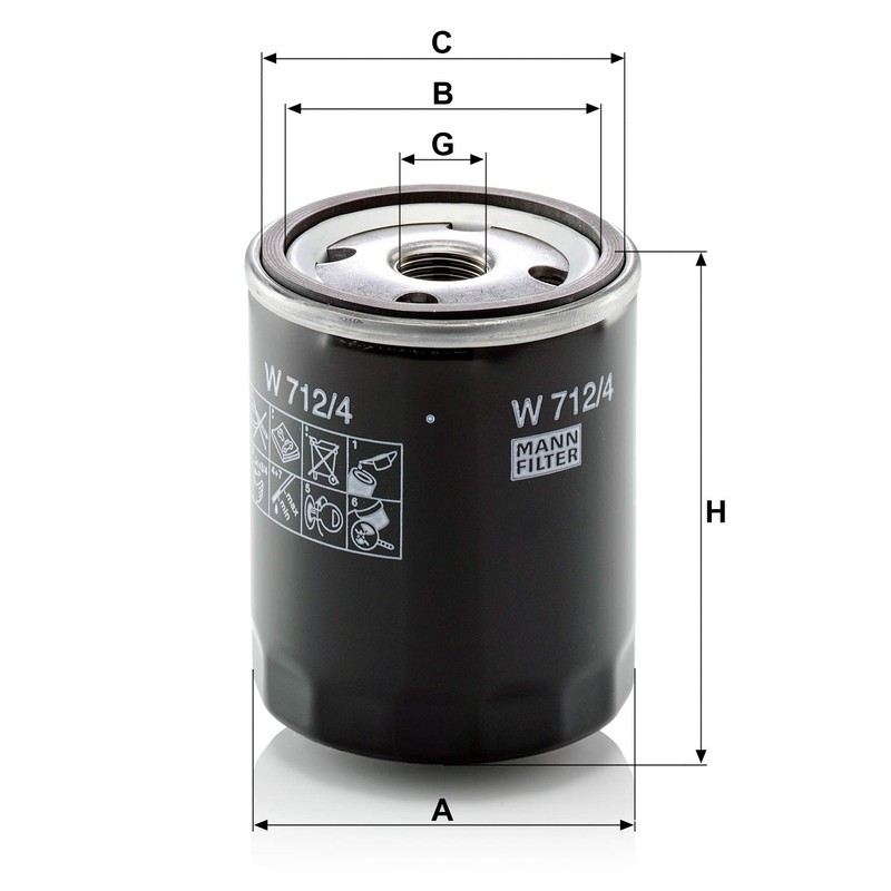 Mann Filter W712/4 Spin-On Oil Filter