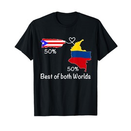 Half Colombian Half Puerto Rican Flag Map Boricua Colombia T-Shirt