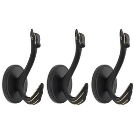 RIXIGOOD Decorative Wall Hooks for Hanging, Cute Swan Coat Hooks Wall Mount Unique Hanger Clothes Key Purse Hat Robe Towel Hook for Bathroom Shower Closet Entryway Animal Wall Decor Black 3 Pack