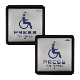 Visionis 2 Pack FPC-8912 VIS-7039 Wired Handicap Stainless Steel Square Push to Exit Button Switch for Access Control with NC COM and NO Outputs with Back Box Included