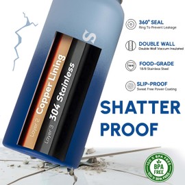 SOUMAA Insulated Stainless Steel Water Bottles with a Screw on Lid, and 1 Carry Handle-32oz Double Wall Vacuum Insulated sports water bottle for Traveling Camping Hiking Yoga Fitness Outdoor Adventure