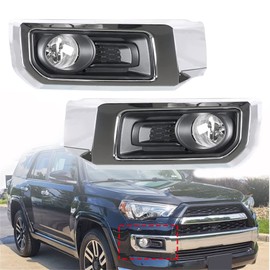 munirater 2-Pack Front Driving Fog Light with Chrome Bezel Set Replacement for Toyota 4Runner Limited 2014-2021