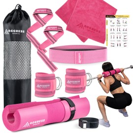 Premium Barbell Pad Set - Barbell Pad For Hip Thrust, Lunges, Bench Press, With 2 Ankle Straps For Cable Machines, Hip Resistance Band- Hip Thrust Pad – Gym Accessories For Women With Carry Bag,