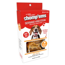 Ruffin' It Chomp'ems Serrano Ham Steak, 1 Pack - Healthy, Protein Rich Treats for Dogs - Long Lasting Dog Chews