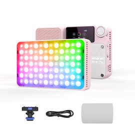 Amaran Ace 25c RGBWW Full Colour LED Light, 32W On-Camera Video Light, 2300K-10000K, 5908 Lux @ 0.5 m, USB-C Fast Charge, Magnetic Attachment, Wireless Amaran App Control - Pink