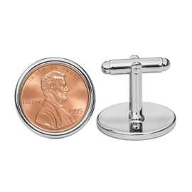 US 1995 Lincoln Small Cent BU Uncirculated Coin Silver Plated Cufflinks NEW - Lucky Penny