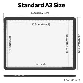 TOHETO Rechargeable A3 Light Pad for Diamond Painting, Ultra Bright Tracing Light Box for Drawing, Wireless Lightbox for Tracing and Drawing, Cordless Diamond Art Light Board for Sketching (Black)