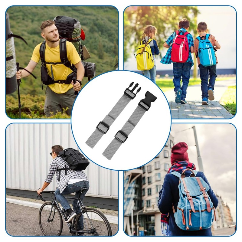 Pack of 2 Adjustable Chest Strap Backpack, 2.5 cm Nylon