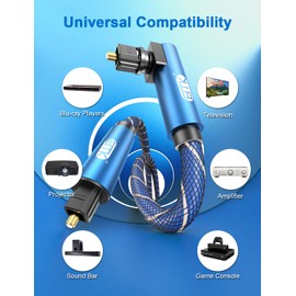 EMK Optical Cable Right Angle Optic Audio Cable S/PDIF 90 Degree Toslink Lead Optical Audio Cables Converter for Speaker Soundbar TV Amplifier (5m)