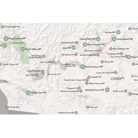 US National Park System Units Map 24x36 Poster (White & Gray)