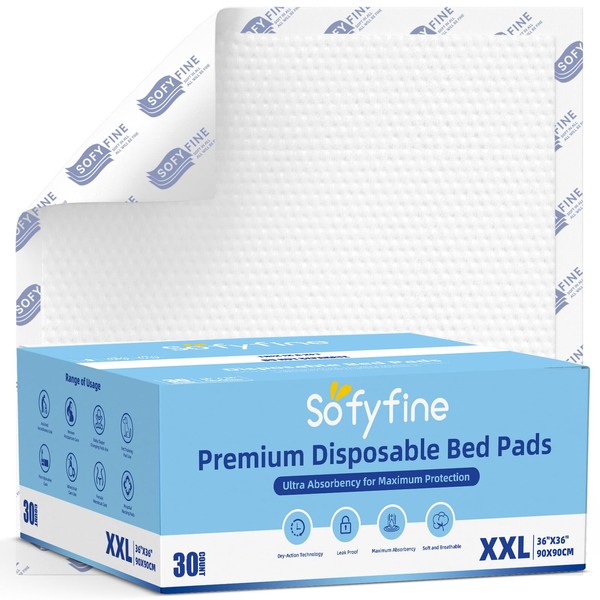 SOFYFINE Tear Resistant Bed Pads 36"x36" Disposable Extra Large 135