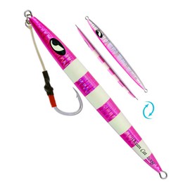 OCEAN CAT Slow Pitch Jig Flat Fall Jigging Fishing Lures Vertical Jigs Jigging Baits with Assist Slow Pitch Jig Hook for Saltwater Fishing 60G/100G/150G/200G/250G (400G, Style-03: Pink Color)