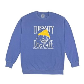 Salty Dog Pigment Dyed Crewneck Sweatshirt (US, Alpha, Large, Regular, Regular, Flo Blue)