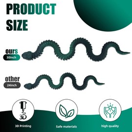 30 Inch 3D Printed Snake - Movable Articulated Snake, Perfect 3D Printed Animals for Educational Toys! Must-Have Toys for Kids and Collectors, Home Office Executive Desk Decor (Black Green)