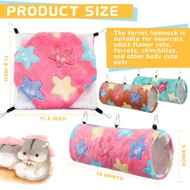 Sweetude 6 Pcs Rat Hammocks Set Ferret Hanging Tunnel Sugar Glider Toy PET Hideout Bed for Cage Small Animal Guinea Pig Hideout Tunnel Bed Hamster Toy Accessories for Rat Ferret Guinea Pig(Dreamy)
