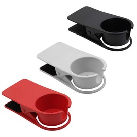 Jiozermi 3-in-1 Drink Holder Clip - Desk & Adirondack Chair Cup Holder for Water, Soda, Coffee (Red, Black, White)