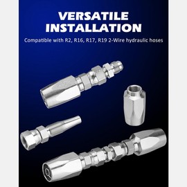 TOBEOME 2-Piece Repair Kit for Hydraulic Hoses, Reusable, Reusable 2-Core Hydraulic Repair Fitting, 3/8