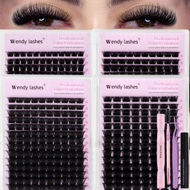 Fluffy Lash Clusters Kit Packs: Wendy, 560Pcs, 150D, 200D, 200D, 250D, D Curl, 10-18mm Mixed, Thick, Volume, Soft, DIY Eyelash, Individual, Fake Lashes, Bulk Pack