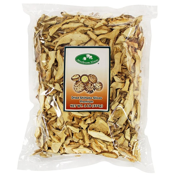 Mushroom House Dried Sliced Shiitake Mushrooms, Premium, 1 Pound Bag, 16 Ounce