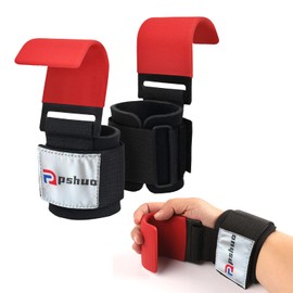 pshuokeji 5mm Heavy Duty Professional Hook Hand Grip Adjustable Neoprene Wrist Bag Weightlifting Bracket Hand Grip Wrist Fitness Men's and Women's Sports Belt Pad Gloves Weightlifting Hand Grip(Pair)