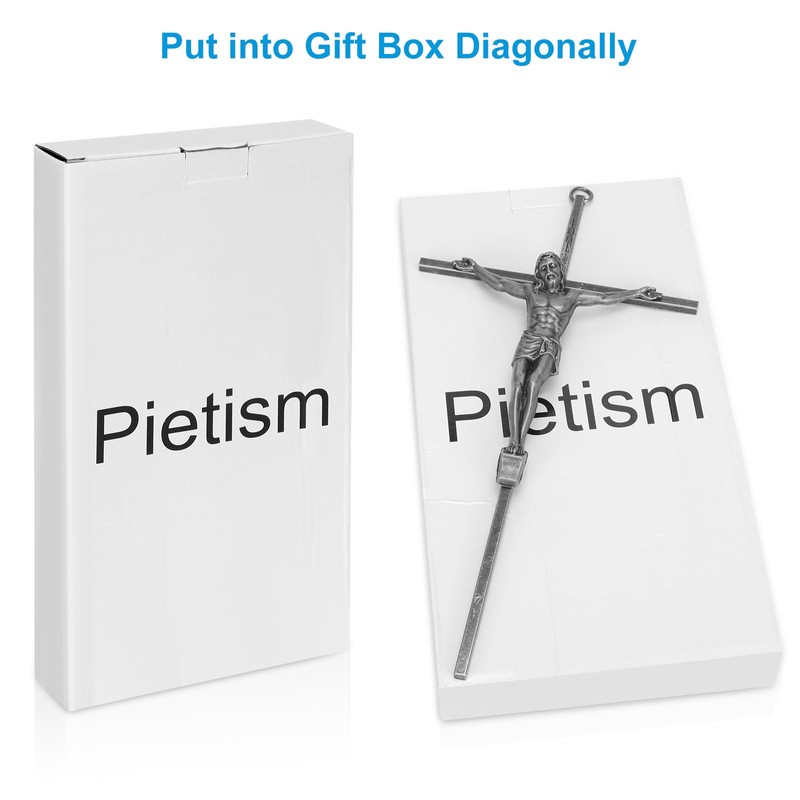 Pietism Crucifix Wall Cross Silver 10 Inches Metal Wall Cross