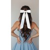 Aunthvra Wedding Hair Bow Blue Embroidery Bridal Satin Ribbon Hair
