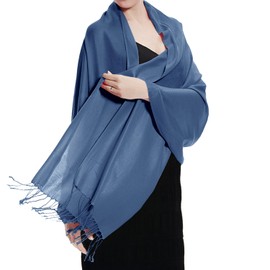 TZ Promise Pashmina Large Soft Plain Shawl/Wrap/Scarf for Women (Denim Blue)