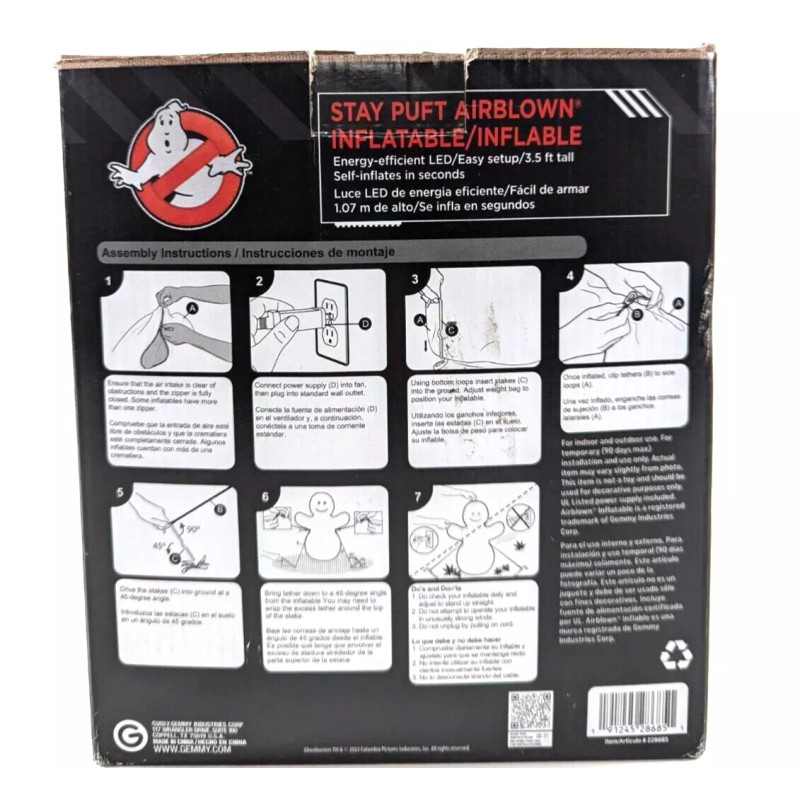 Gemmy Airblown Inflatable Ghostbusters Stay Puft, 3.5 ft Tall, White