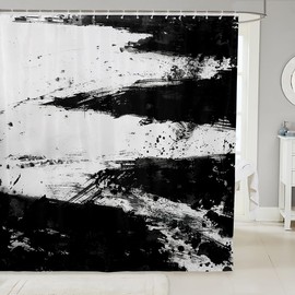 jejeloiu Black and White Shower Curtain for Bathroom Decor 72" L x 72" W Modern Abstract Bath Curtain Boho Minimalist Bathroom Accessories with 12 Hooks, Polyester