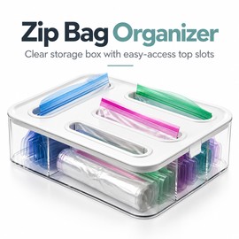 Plastic Food Storage Bag Organizer for Kitchen Storage – Four Easy-Access Openings for Neat Everyday Bag Organization