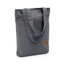 By Bers Leon Premium Shopping Bag Tote Bag Fabric Bag with Long Handle Thick Canvas Sturdy Woven Cotton 38 cm x 34 cm x 10 cm, Et_canvas_dark grey