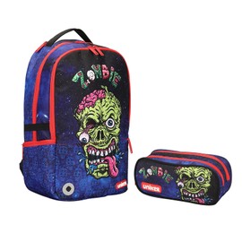 UNIKER Fashion 2 in 1 Backpack Set with Cosmetic Bag,Casual Daypack Women,Backpack and Carry-on 2pc set,Lightweight Travel Backpack,Laptop Backpack with with USB Port, Skull Pattern