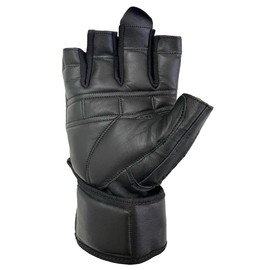 Verri | Guantes de Gym en Piel con muñequera para Seguridad y protección de Manos y muñeca en Entrenamiento en Gimnasio con Pesas, Negro, EG